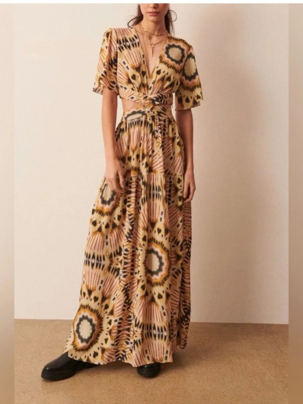 ba&sh Multi-Color Tie-Front Maxi Dress